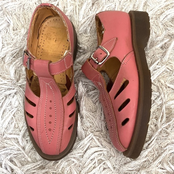Dr. Martens Shoes - Dr.Martens Deirdre Pink Rare Vintage Made in England Leather Mary Jane Shoes 6.5
